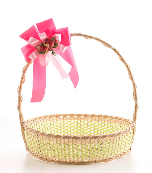 Woven basket on white background — Stock Photo, Image