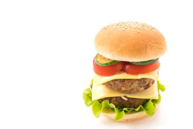 Beyaz arka planda hamburger - Amerikan yemeği