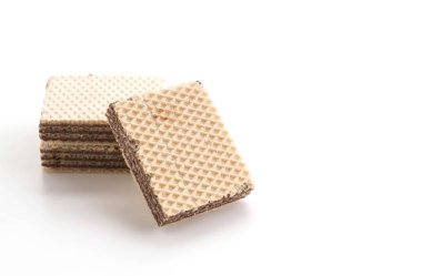 Beyaz arkaplanda çikolatalı gofret