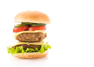 Beyaz arka planda hamburger - Amerikan yemeği