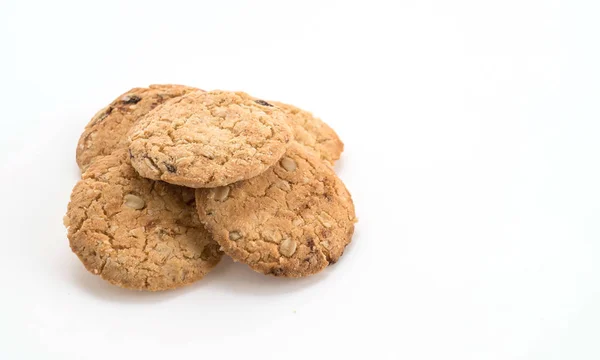 Biscoitos de aveia no fundo branco — Fotografia de Stock