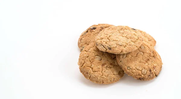 Biscoitos de aveia no fundo branco — Fotografia de Stock