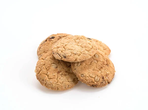 Biscoitos de aveia no fundo branco — Fotografia de Stock