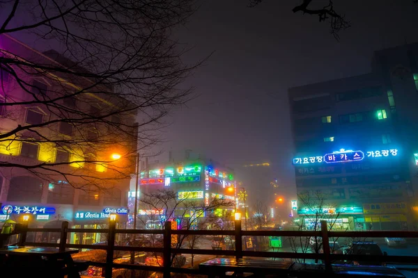 Soul - březen 2016 5: Siheung neonová světla v Soulu, Jižní Korea. — Stock fotografie