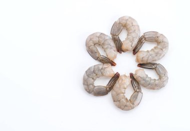 Beyaz arkaplanda taze karides / karides