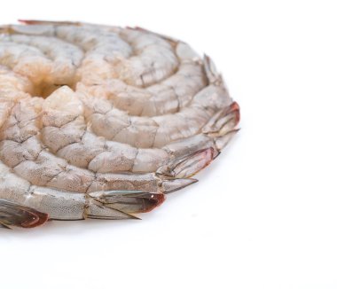 Beyaz arkaplanda taze karides / karides