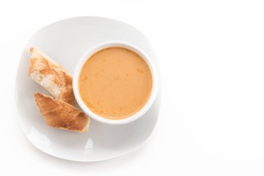 Beyaz arka plan üzerinde Istakoz çorbası