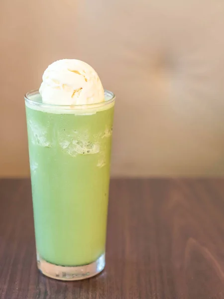 ice cream float with green tea frappe