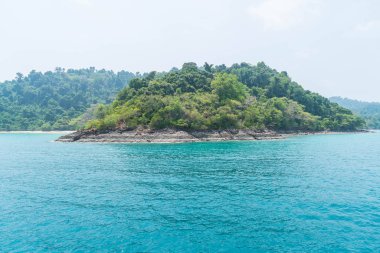 Denizden tropikal Adası'nın genel görünümü 