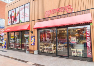 Bangkok, Tayland - 21 Nisan 2016: Dış görünümünü bir Swensen'ın