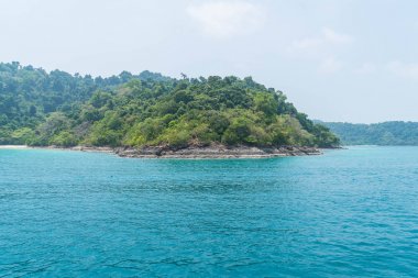 Denizden tropikal Adası'nın genel görünümü 
