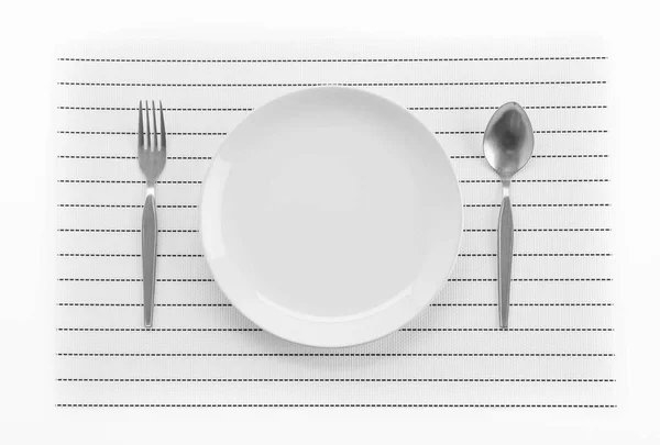 Plate mat with plate fork and knife — Stock Photo, Image
