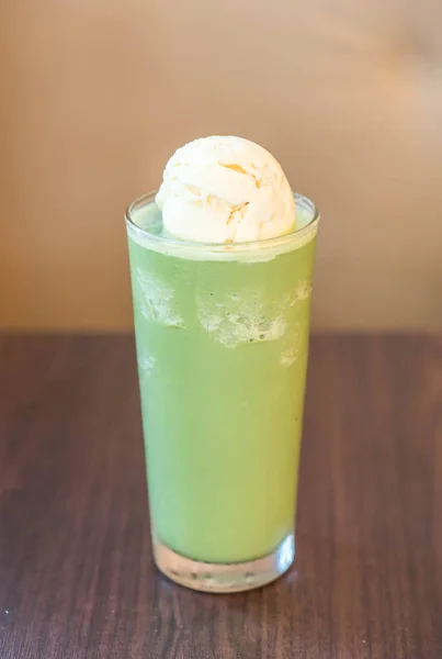 ice cream float with green tea frappe