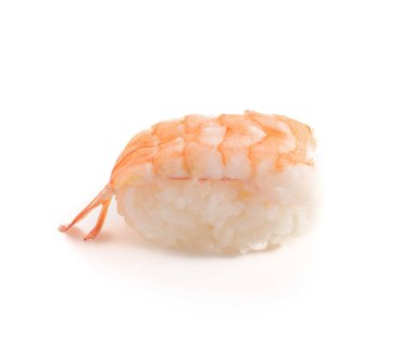 karides suşi beyaz zemin üzerine