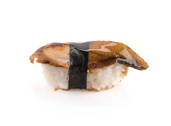Ål sushi på vit bakgrund — Stockfoto