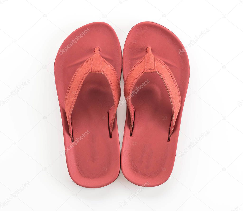 Rubber slippers on white background