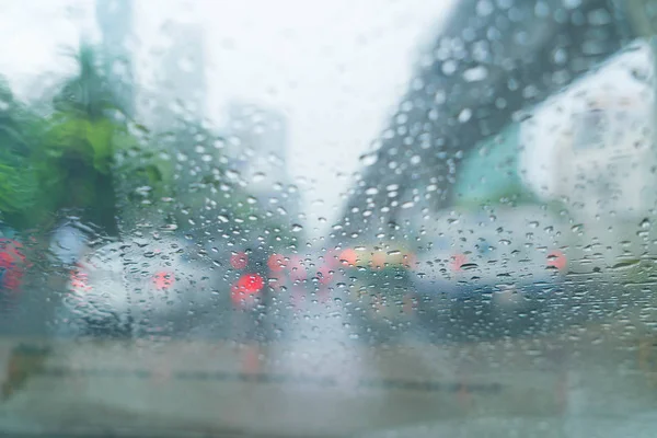 rain drops on car glass