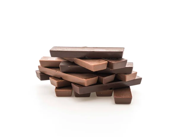 Barras de chocolate no fundo branco — Fotografia de Stock