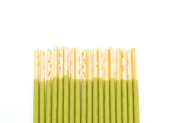 Biscuit stick with green tea flavored — Stock Photo, Image