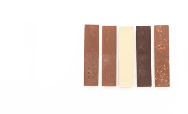 Batoniki czekoladowe na białym tle — Zdjęcie stockowe