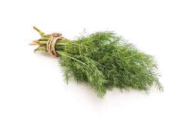 Beyaz üzerine taze dereotu