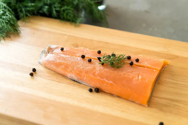 Fresh Salmon Fillet on board — Stock Photo, Image