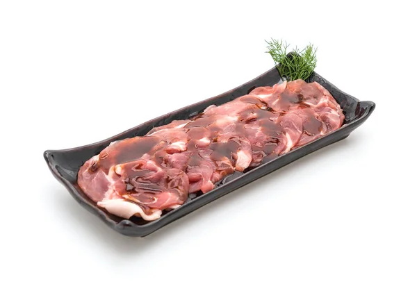 Fresh pork sliced with sauce — Stock Photo, Image