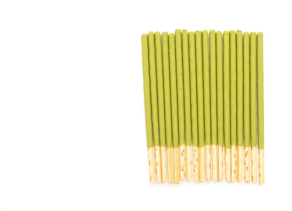 Biscuit stick with green tea flavored — Stock Photo, Image
