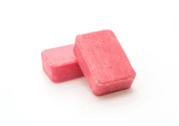 Pink soap on white background — Stock Photo, Image