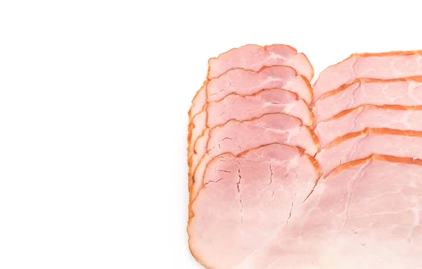 Sliced ham on white — Stock Photo, Image