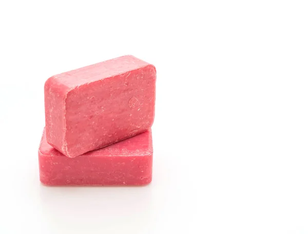 Pink soap on white background — Stock Photo, Image