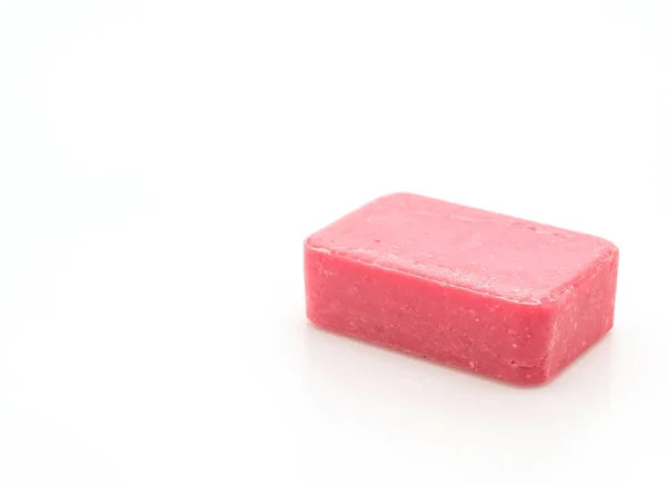 Pink soap on white background — Stock Photo, Image