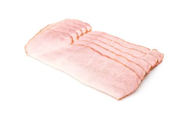 beyaz üzerine dilimlenmiş jambon 