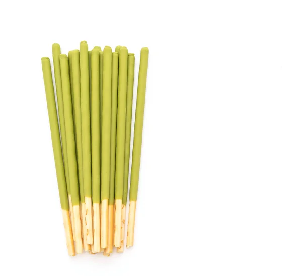 Biskuit tongkat dengan teh hijau rasa — Stok Foto
