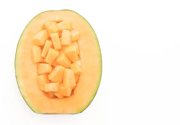 Cantaloupemelon på vit — Stockfoto