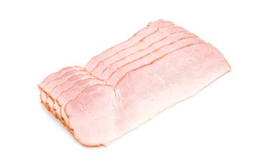 beyaz üzerine dilimlenmiş jambon 