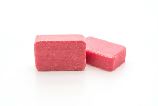 Pink soap on white background — Stock Photo, Image