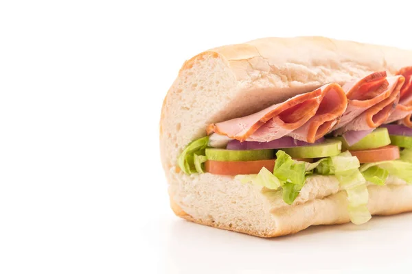 Sandwich sottomarino con prosciutto e insalata — Foto Stock