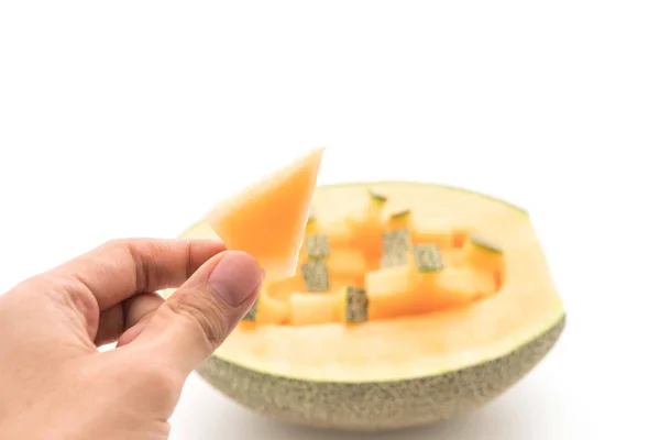 Cantaloupemelon på vit — Stockfoto