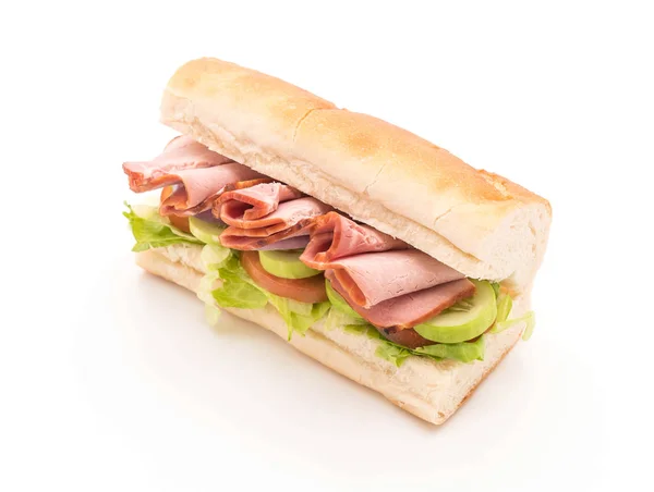 Sandwich sottomarino con prosciutto e insalata — Foto Stock