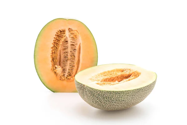 Cantaloupemelon på vit — Stockfoto