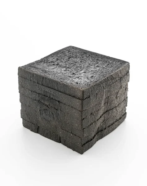 Pão de carvão vegetal em branco — Fotografia de Stock