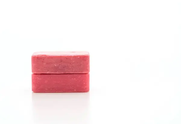 Pink soap on white background — Stock Photo, Image