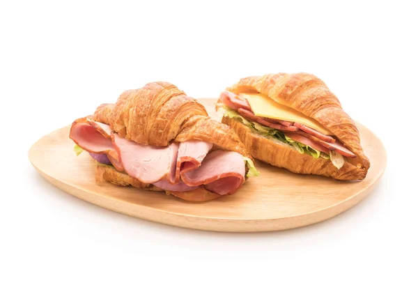 Croissant sandwich ham — Stok fotoğraf