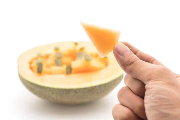 Melon Cantaloup sur blanc — Photo