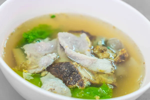 Pork with veggies in soup — Stock Photo, Image