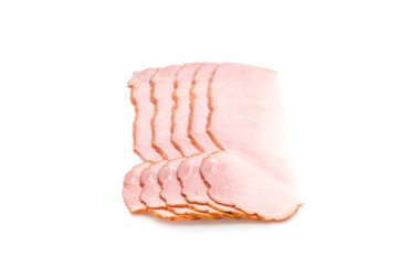 beyaz üzerine dilimlenmiş jambon 