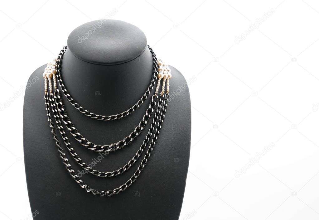 beautiful and luxury necklace on jewelry stand neck