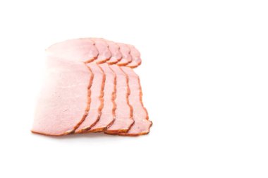 beyaz üzerine dilimlenmiş jambon 