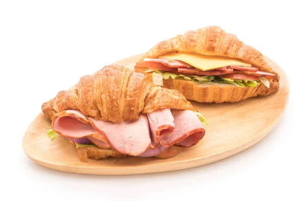 Croissant sandwich ham — Stok fotoğraf